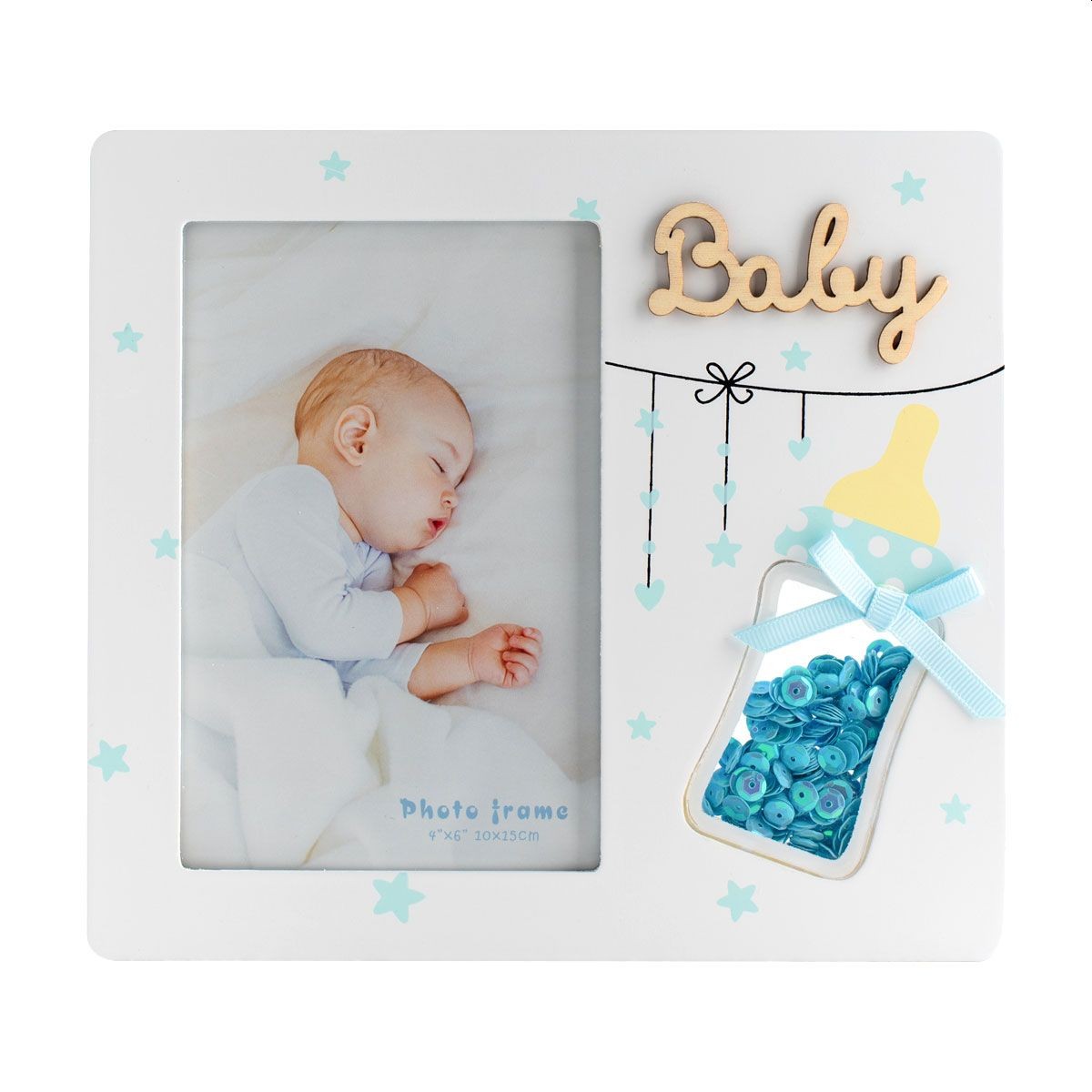 Rama foto lemn, model Baby boy, format 10x15, picior sustinere - imagine 5